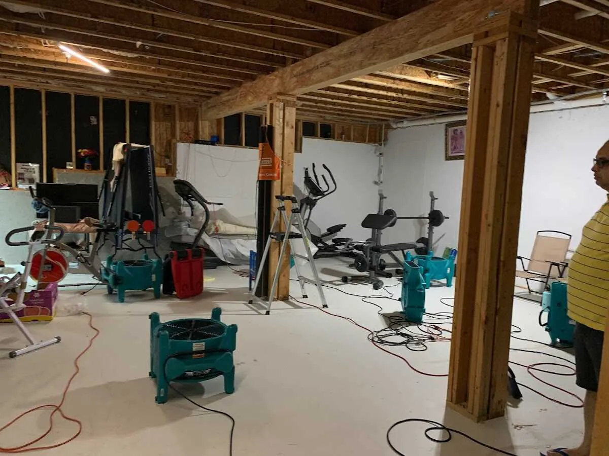 Basement drying equipment setup for Contents Cleaning & Restoration in Franklin